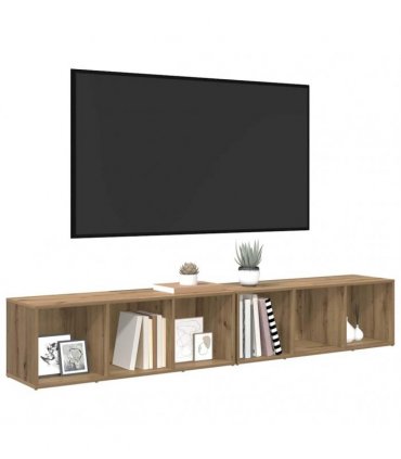 vidaXL TV Cabinet Set Wall-mounted 2 pcs Artisan Oak 37 x 35 x 107cm — Size: 107 x 35 x 37 cm