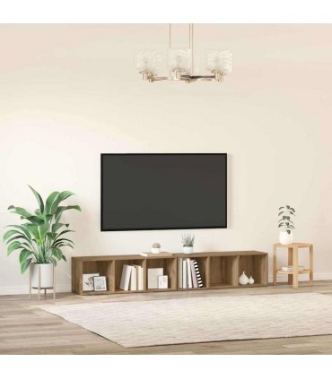 vidaXL TV Cabinet Set Wall-mounted 2 pcs Artisan Oak 37 x 35 x 107cm — Size: 107 x 35 x 37 cm
