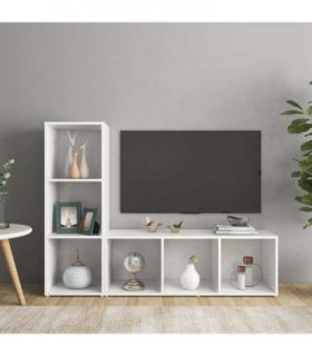 vidaXL TV Cabinets 2 pcs White 107x35x37 cm Engineered Wood — Size: 107 x 35 x 37 cm