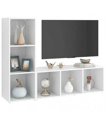 vidaXL TV Cabinets 2 pcs White 107x35x37 cm Engineered Wood — Size: 107 x 35 x 37 cm
