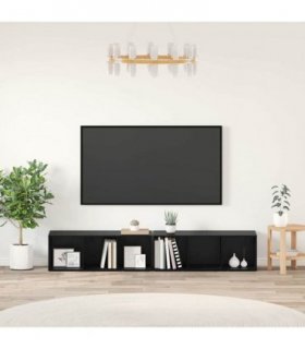 vidaXL TV Cabinet Set 2 pcs Black Oak 37 x 35 x 107cm Engineered Wood — Size: 107 x 35 x 37 cm