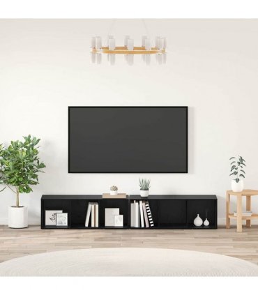 vidaXL TV Cabinet Set 2 pcs Black Oak 37 x 35 x 107cm Engineered Wood — Size: 107 x 35 x 37 cm