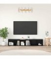 vidaXL TV Cabinet Set 2 pcs Black Oak 37 x 35 x 107cm Engineered Wood — Size: 107 x 35 x 37 cm