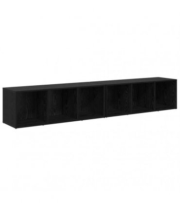 vidaXL TV Cabinet Set 2 pcs Black Oak 37 x 35 x 107cm Engineered Wood — Size: 107 x 35 x 37 cm