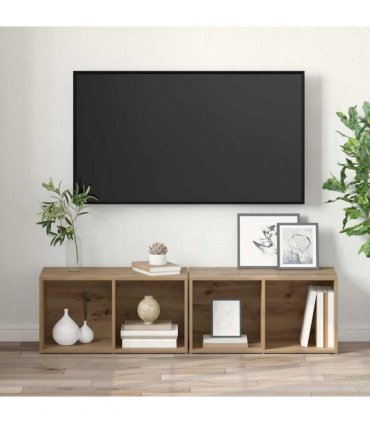 vidaXL TV Cabinet Set Wall-mounted 2 pcs Artisan Oak 37 x 35 x 72 cm — Size: 72 x 35 x 36.5 cm
