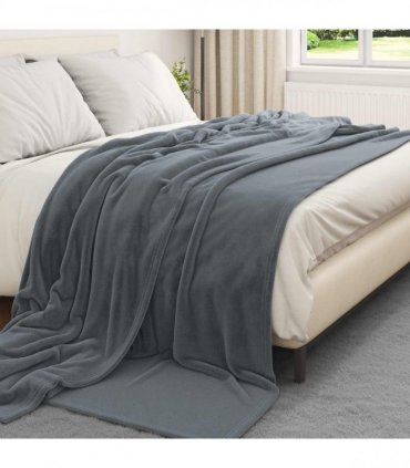 vidaXL Throw Blanket Dark Grey 240 x 270 cm Fleece