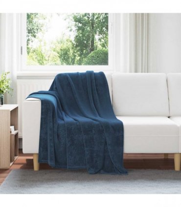 vidaXL Throw Blanket Navy Blue 130 x 150 cm Fleece