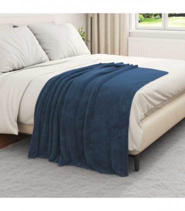 vidaXL Throw Blanket Navy Blue 130 x 150 cm Fleece
