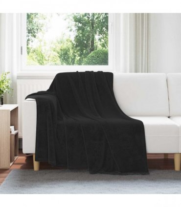 vidaXL Throw Blanket Black 150 x 200 cm Fleece