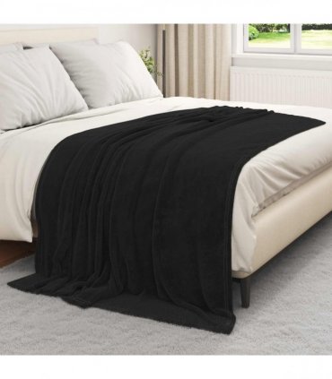 vidaXL Throw Blanket Black 150 x 200 cm Fleece