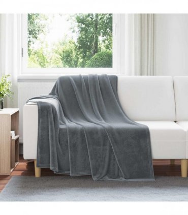 vidaXL Throw Blanket Dark Grey 150 x 200 cm Fleece
