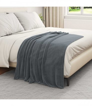 vidaXL Throw Blanket Dark Grey 130 x 150 cm Fleece