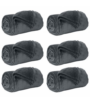 vidaXL Throw Blankets 6 pcs Dark Grey 240 x 270 cm Fleece