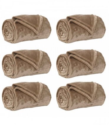 vidaXL Throw Blankets 6 pcs Camel 220 x 240 cm Fleece