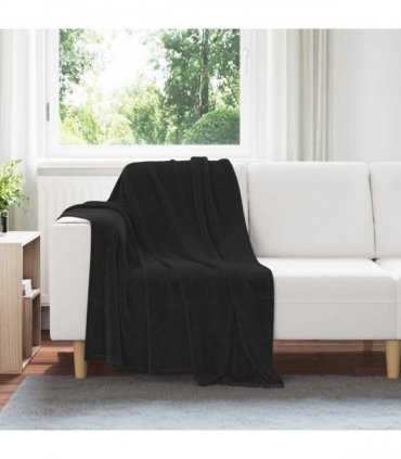 vidaXL Throw Blanket Black 130 x 150 cm Fleece
