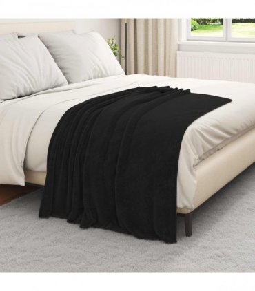 vidaXL Throw Blanket Black 130 x 150 cm Fleece