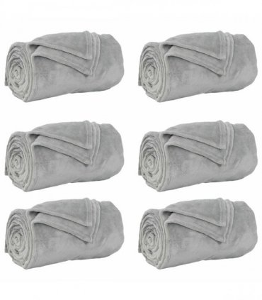vidaXL Throw Blankets 6 pcs Grey 220 x 240 cm Fleece