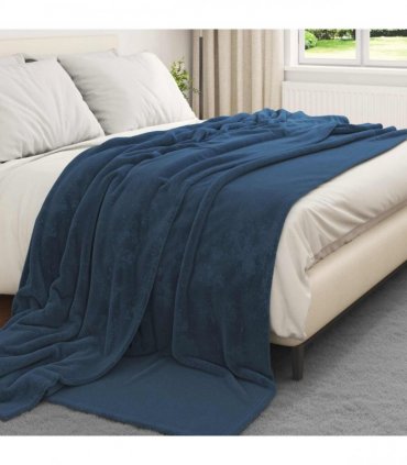 vidaXL Throw Blanket Navy Blue 220 x 240 cm Fleece