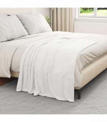 vidaXL Throw Blanket White 130 x 150 cm Fleece