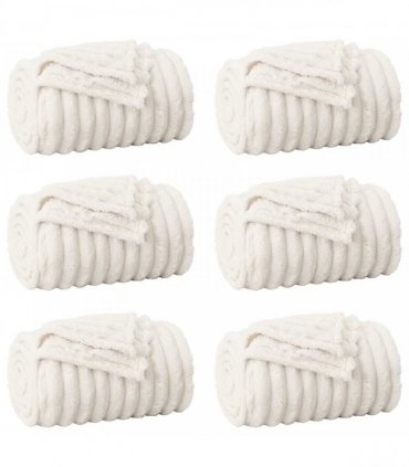 vidaXL Throw Blankets 6 pcs Cream 240 x 220 cm Fleece — Size: 220 x 240 cm