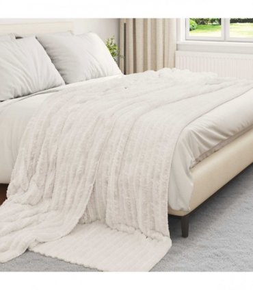 vidaXL Throw Blankets 6 pcs Cream 240 x 220 cm Fleece — Size: 220 x 240 cm