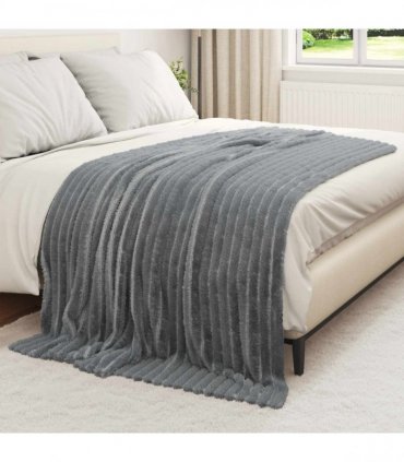 vidaXL Throw Blanket Dark Grey 200 x 150 cm Fleece — Size: 150 x 200 cm