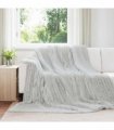 vidaXL Throw Blanket Grey 240 x 220 cm Fleece — Size: 220 x 240 cm