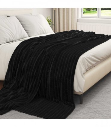 vidaXL Throw Blanket Black 240 x 220 cm Fleece — Size: 220 x 240 cm