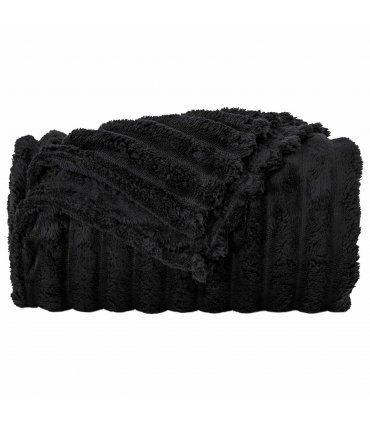 vidaXL Throw Blanket Black 240 x 220 cm Fleece — Size: 220 x 240 cm