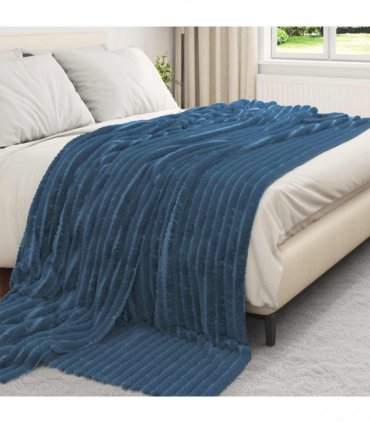 vidaXL Throw Blanket Navy Blue 270 x 240 cm Fleece — Size: 240 x 270 cm