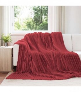 vidaXL Throw Blanket Bordeaux Red 240 x 220 cm Fleece — Size: 220 x 240 cm