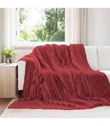 vidaXL Throw Blanket Bordeaux Red 240 x 220 cm Fleece — Size: 220 x 240 cm
