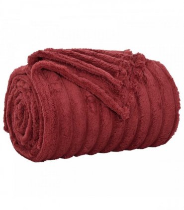 vidaXL Throw Blanket Bordeaux Red 240 x 220 cm Fleece — Size: 220 x 240 cm