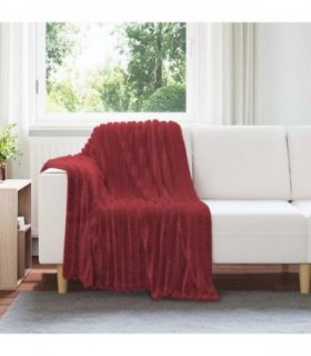 vidaXL Throw Blanket Bordeaux Red 150 x 130 cm Fleece — Size: 130 x 150 cm