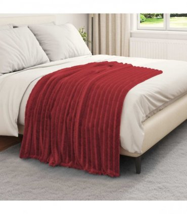 vidaXL Throw Blanket Bordeaux Red 150 x 130 cm Fleece — Size: 130 x 150 cm