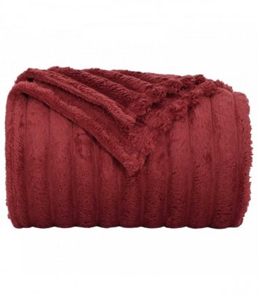 vidaXL Throw Blanket Bordeaux Red 150 x 130 cm Fleece — Size: 130 x 150 cm