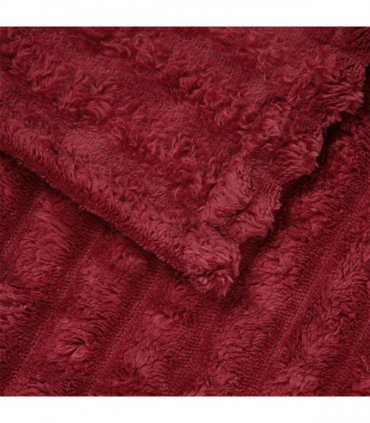 vidaXL Throw Blanket Bordeaux Red 150 x 130 cm Fleece — Size: 130 x 150 cm