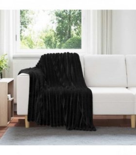 vidaXL Throw Blanket Black 150 x 130 cm Fleece — Size: 130 x 150 cm