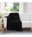 vidaXL Throw Blanket Black 150 x 130 cm Fleece — Size: 130 x 150 cm