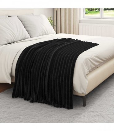 vidaXL Throw Blanket Black 150 x 130 cm Fleece — Size: 130 x 150 cm