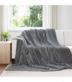 vidaXL Throw Blanket Dark Grey 240 x 220 cm Fleece — Size: 220 x 240 cm