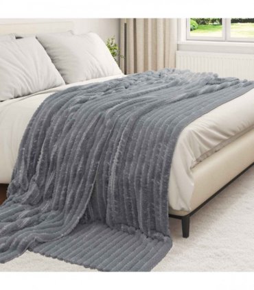 vidaXL Throw Blanket Dark Grey 240 x 220 cm Fleece — Size: 220 x 240 cm