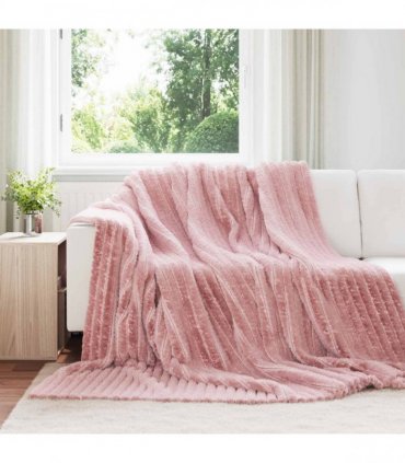 vidaXL Throw Blanket Pink 240 x 220 cm Fleece — Size: 220 x 240 cm
