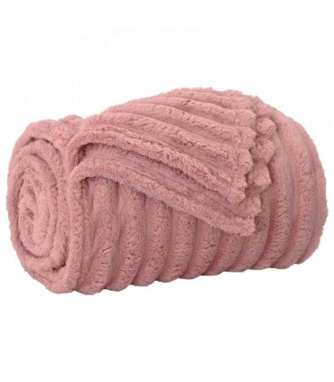 vidaXL Throw Blanket Pink 240 x 220 cm Fleece — Size: 220 x 240 cm