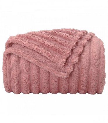 vidaXL Throw Blanket Pink 240 x 220 cm Fleece — Size: 220 x 240 cm