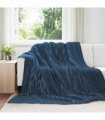 vidaXL Throw Blanket Navy Blue 240 x 220 cm Fleece — Size: 220 x 240 cm