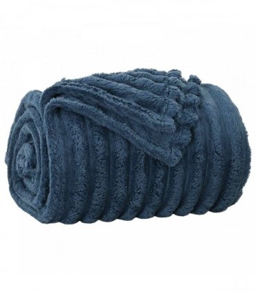 vidaXL Throw Blanket Navy Blue 240 x 220 cm Fleece — Size: 220 x 240 cm