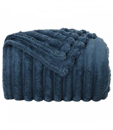 vidaXL Throw Blanket Navy Blue 240 x 220 cm Fleece — Size: 220 x 240 cm