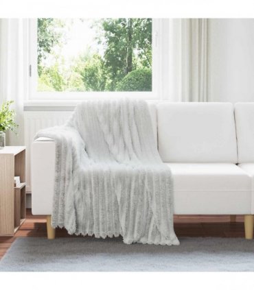 vidaXL Throw Blanket Grey 150 x 130 cm Fleece — Size: 130 x 150 cm