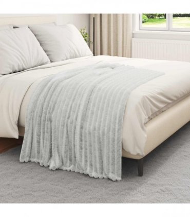 vidaXL Throw Blanket Grey 150 x 130 cm Fleece — Size: 130 x 150 cm